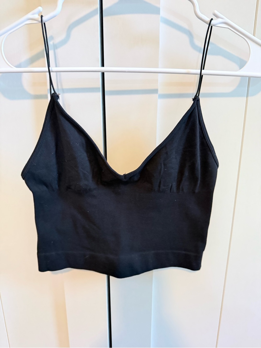 Free People Black Spaghetti Strap Cropped Tank, size M/L
